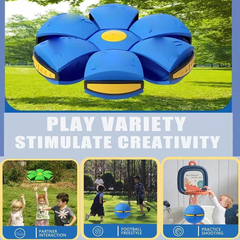 Magic Flying Meta Ball Shape Shifting Bouncy Toy for Kids Outdoor Family Fun with Kinetic Lighting and Strong Elasticity in Green Pink Blue Red