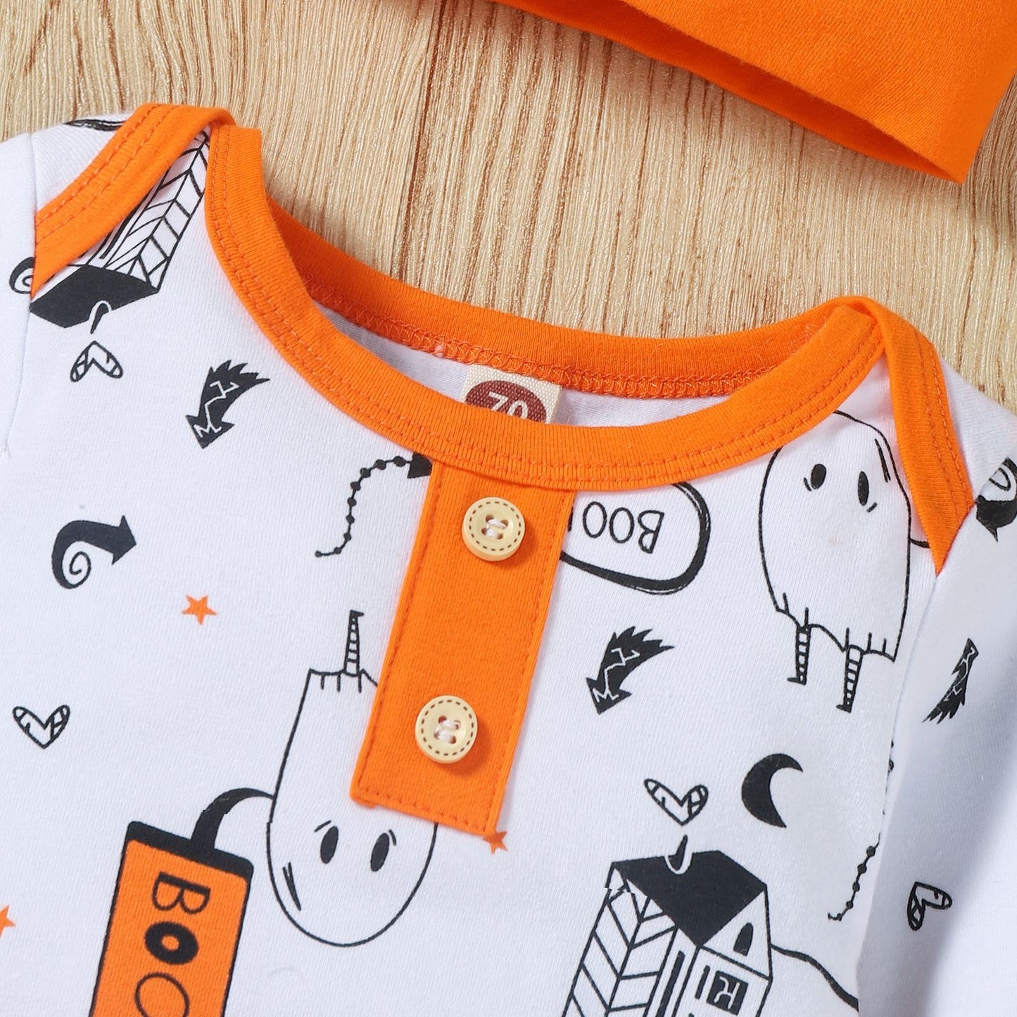 Boys And Girls Halloween Print Hooded Jumpsuit