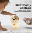 Pepper the Puppy Dog Squishy Silicone Night Light for Kids | Cute Night Light with Remote & Touch Control for Baby & Toddler Bedrooms | Color Changing Animal Lamp | Soft Portable Nightlight