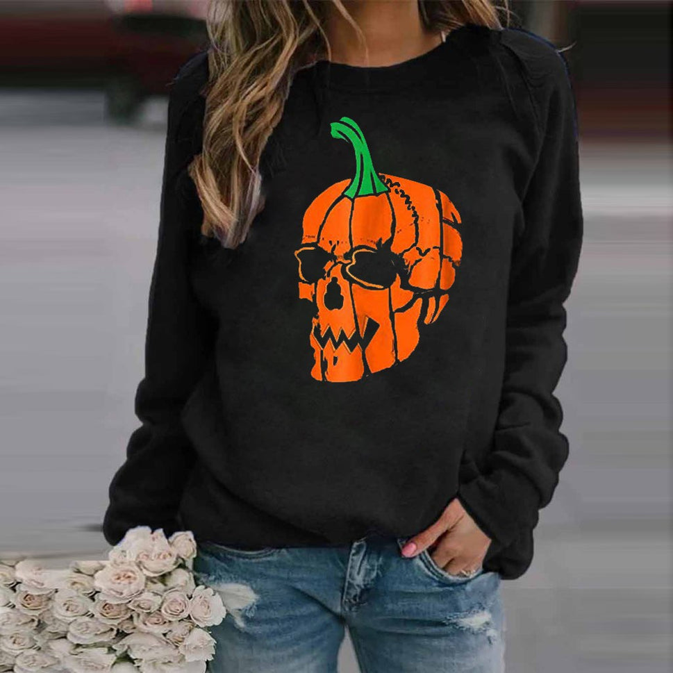 Halloween Printed Casual Loose Pullover Long Sleeve