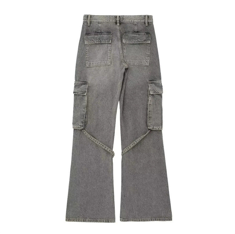 Women's Fashion Loose And Simple Overalls Mid-waist Jeans