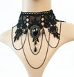 Gothic Jewelry Red Bat Halloween Necklace Lace Choker Necklace For Women Nightmare Before Christmas Black Layered Necklace