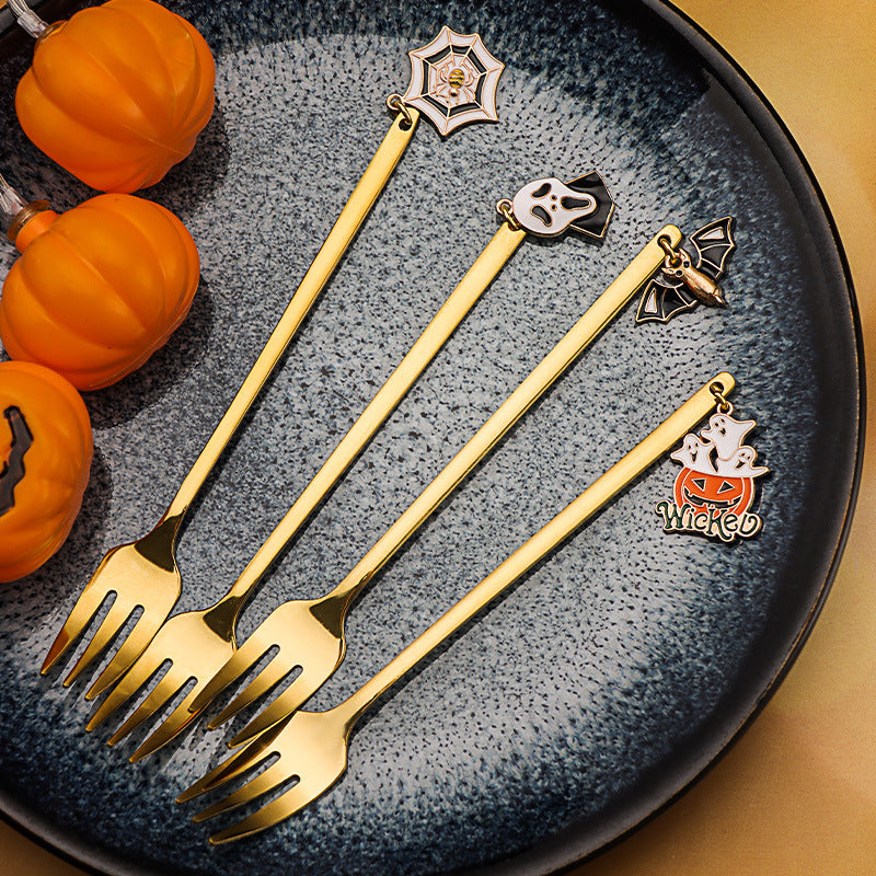 Halloween Style Pendant Stainless Steel Coffee  Creative Pumpkin Spoon