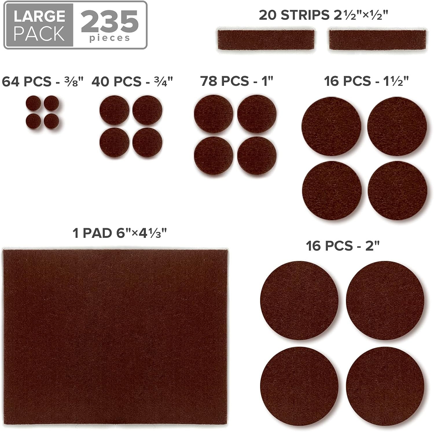 Felt Furniture Pads  235 PCS Premium Furniture Pads - Felt Pads Furniture Feet Best Wood Floor Protectors - Protect Your Hardwood & Laminate Flooring!