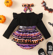 Halloween Flounced Sleeve Fake Two-piece Round Neck Long-sleeved Triangle Romper