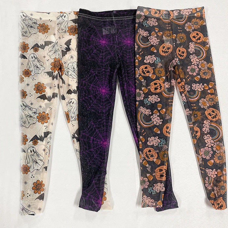Halloween Children's Printed Mesh Tights Breathable One-piece Socks Ghost Festival Socks