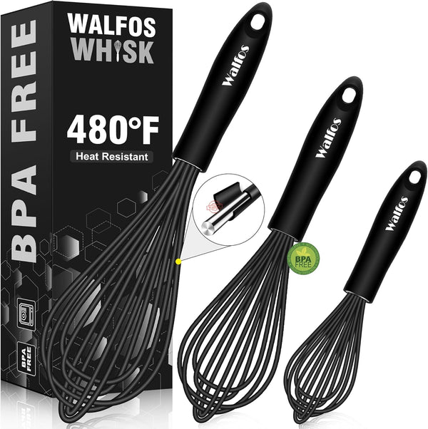 Silicone Whisk Set of 3, Heat Resistant
