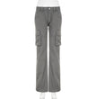 Loose Leisure Workwear Pocket Slimming Low Waist Straight-leg Pants Women