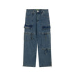 Cargo Pocket Straight-leg Denim Trousers