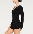 High Waisted Zippered Cardigan Insulation Jumpsuit