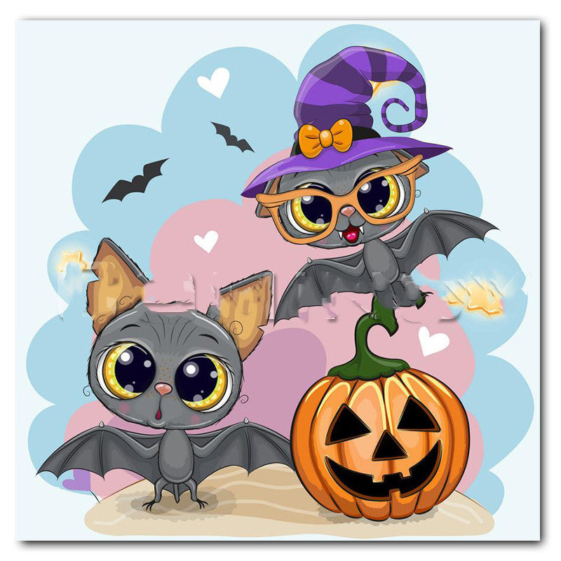 Halloween Cat Square Rhombus Cartoon Embroidery Diamond Painting