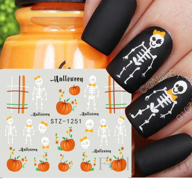Halloween Pumpkin Nail Sticker Watermark Sticker