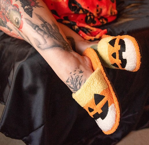 Candy Corn Jack O Lantern Slippers Halloween Corn Jack-o'-lantern Slippers