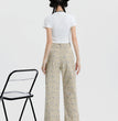 Vintage Floral High Waist Jeans Women's Wide Leg Straight Casual Pants