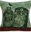 Halloween Gray-green Skull Tombstone Pillow