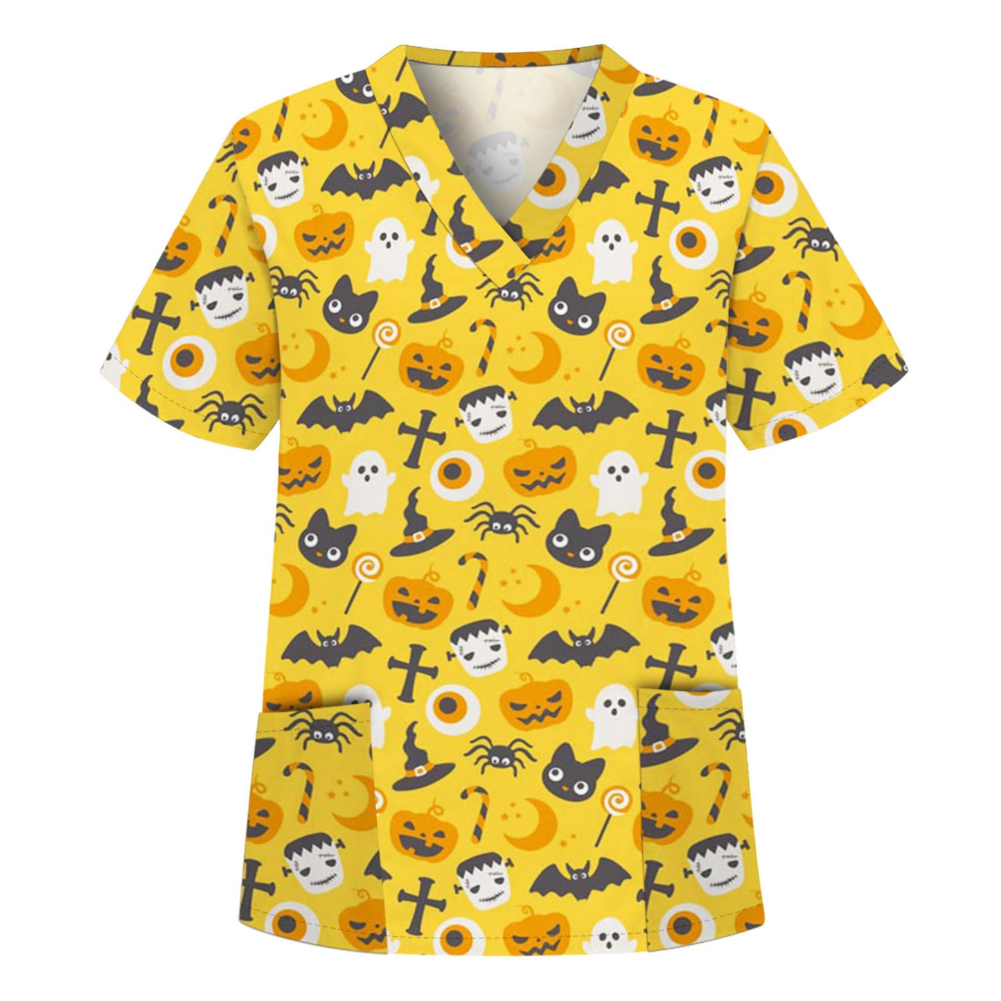 Digital Printed Halloween Short Sleeve Overalls Top