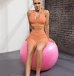 FAFOFA Seamless Workout Sets Cropped Tank Tops for Women Ribbed 2 Piece Yoga Outfits Active Booty Shorts Light Orange S
