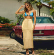 Slim-fit Sheath Patchwork Slit PU Leather European And American Skirt