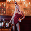 Ladies Cosplay Costume Wig Sexy Red Leather Jumpsuit Halloween Clothes