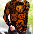 Halloween Autumn And Winter Men S Print Simple Long-Sleeved T Shirt