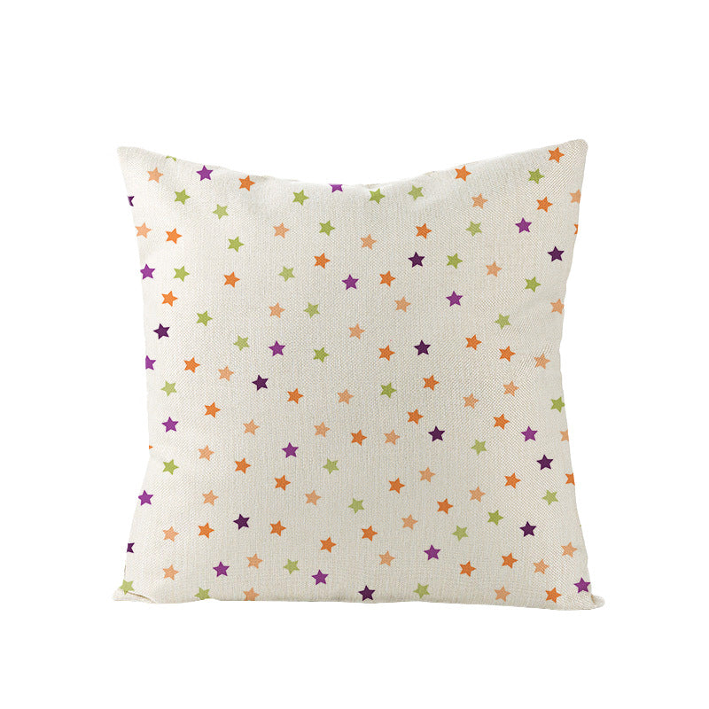 Home Halloween Pumpkin Linen Pillow Cover