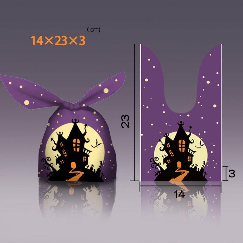 New Halloween Packaging Bag Rabbit Ears Pumpkin Candy Snack Bag Baking Biscuits Gift Bag 50 PCs
