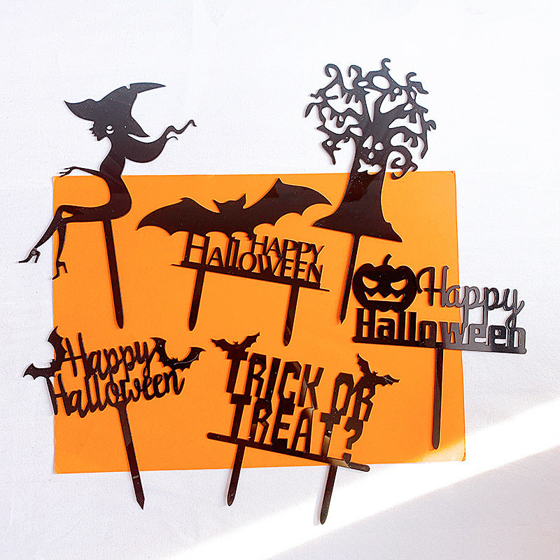 Happy Halloween Pumpkin Acrylic Cake Insert Party Cake Decoration