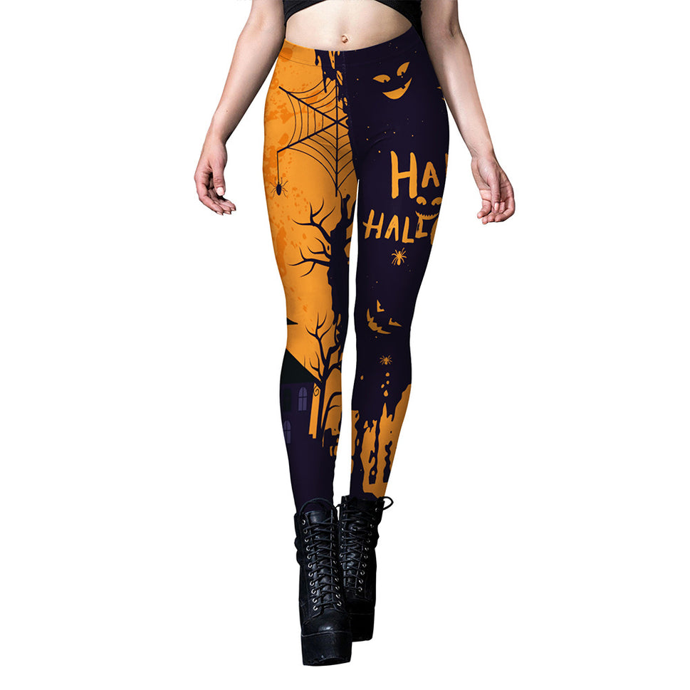 European And American Women's Halloween Dark Style Printed Leggings