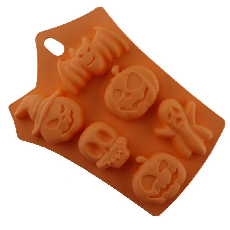Silicone Cake Mould 6 Hole Halloween Ghost Festival Doll Pumpkin Skull