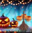 Halloween Broom Pumpkin Snack Bowl Rack Decorations Home Decor