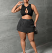Plus Size Women's Clothes Autumn And Winter Elastic Waist Overalls Straight Shorts