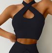 Drawstring Cross Sports Bra Vest For Women