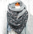 Female Plush Skull Print Long Halloween Button Bib