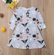 Halloween Girl's Dress Spider Pumpkin Cartoon Print Long Sleeve Children's Casual Skirt