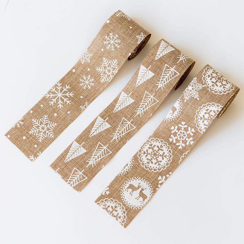 Christmas Snowflake Elk Burlap Ribbon Bow Ornament