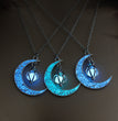 Hollowed-out pumpkin necklace with multi-colored night light moon for Halloween