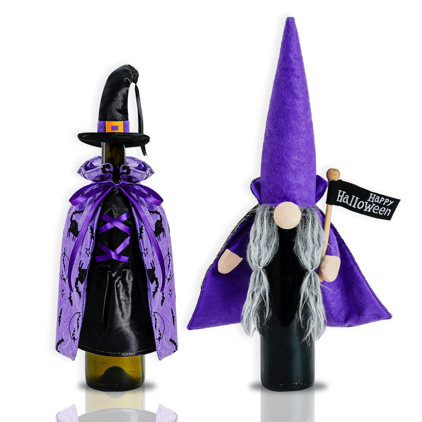 Halloween Decoration Black Witch Cloak Hat Bottle Cover