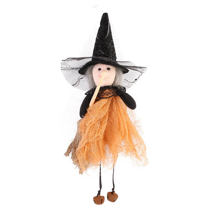 Halloween Decoration Broom Witch Doll Pendant