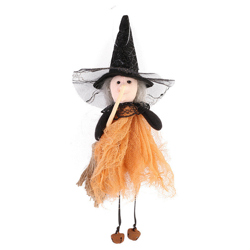 Halloween Decoration Broom Witch Doll Pendant