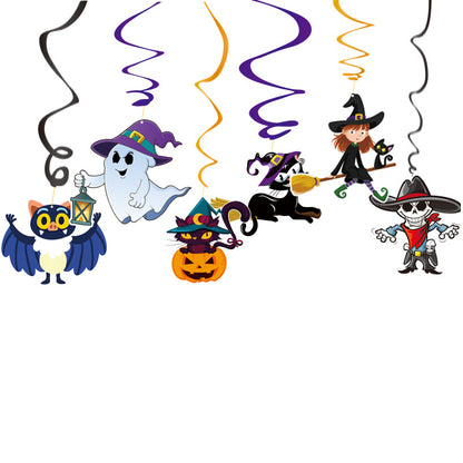 6 Piece Set Of Cartoon Ghost Bat Halloween PVC Spiral Pendant