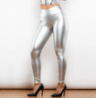 Shascullfites Melody X Cross Silver High Waist Leather V Shape Leggings Metallic Leggings Sexy Woman Clothing