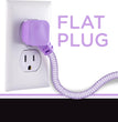 6-Outlet Surge Protector, Power Strip, Flat Plug, Braided Cord, Decorative, 3 Ft Power Cord, Wall Mount, Tangle-Free, Warranty, Lavender, 41639