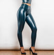 Shascullfites Melody X Cross Blue High Waist Leather V Shape Leggings Faux Leather Leggings Vegan Leather Leggings