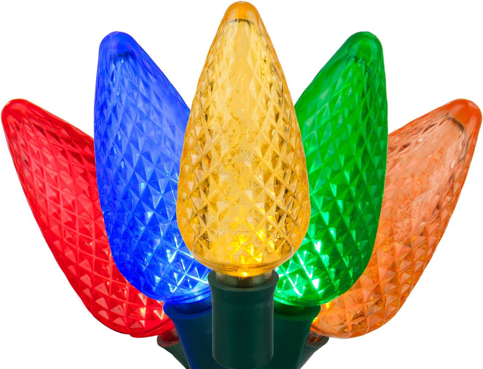 25 C9 Multicolor LED Christmas Lights, 17 Ft – Outdoor C9 Christmas Lights for Holiday, Party, and Yard Decor