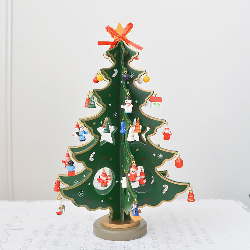 Combination Three-dimensional Pendant Villain Wooden Christmas Tree Ornament