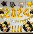 32-inch 2024 New Year Balloon Set Wine Bottle Gilding Triangle Hanging Flag Balloon