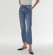 European And American High Waist Stretch Twisted Straight Cropped Jeans