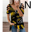 Halloween Theme Digital Printing Hollow V-neck Long-sleeved T-shirt