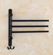 Oil Rubbed Bronze Swing Out Towel Racks for Bathroom Holder Wall Mounted Towel Bars with Hooks 3-Arm