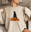 Halloween Evil Pumpkin Head Print Sweatshirt